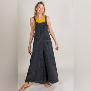 Natural Life Dakota Charcoal Gray Gauze Overalls